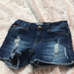 Denim blue jean ripped shorts